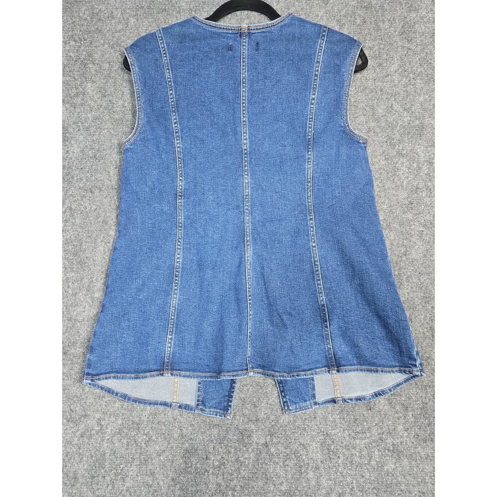 Talbots Vest Womens 4 Blue Denim Button Front Longline Sleeveless Collarless - Picture 10 of 10